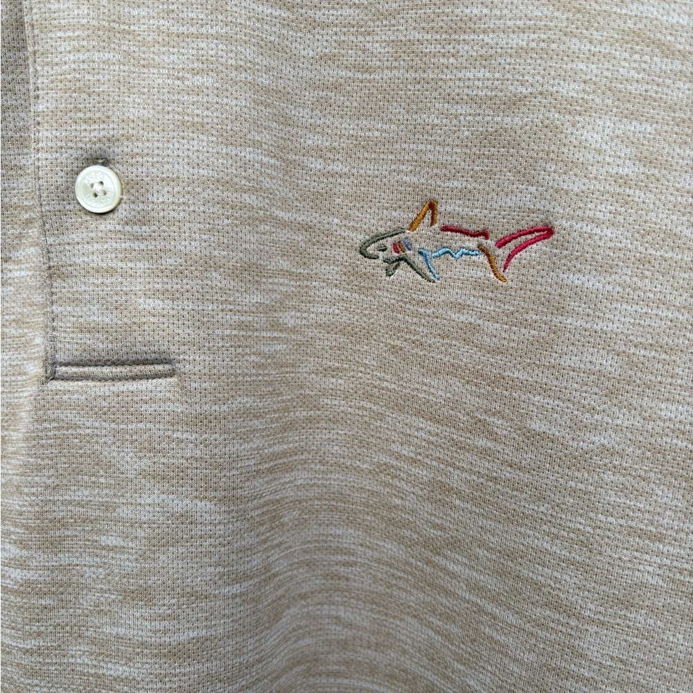 Greg Norman Collection Tan Polo Golf Shirt Textured Knit - Picture 3 of 6